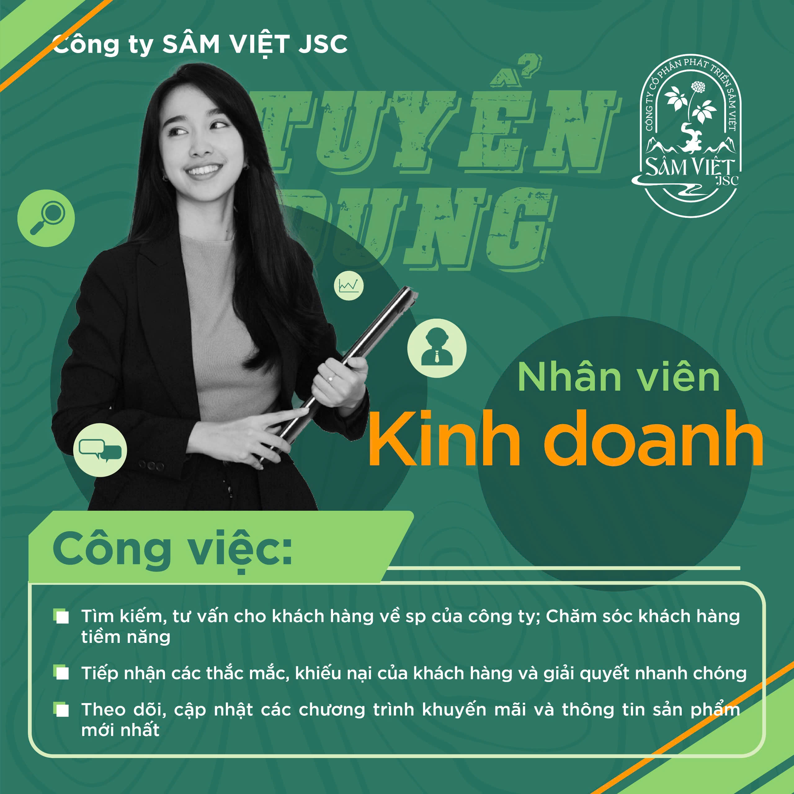 Tuyển Nhân Viên Kinh Doanh, Tư Vấn Bán Hàng Sâm Việt JSC