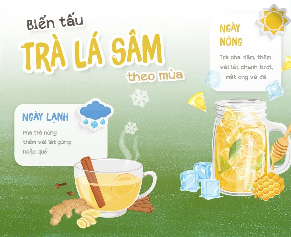 Các biến tấu trà lá sâm theo mùa với những hương vị mới lạ